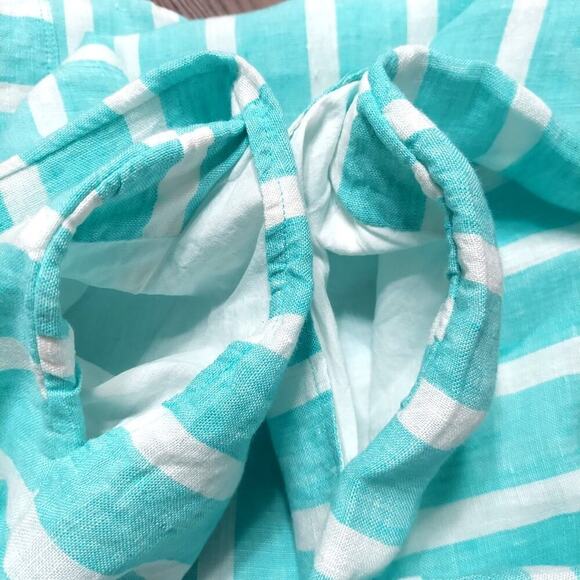 Sigrid Olsen Women's Mint Green Striped Linen Sleeveless Shift Dress - Picture 4 of 7